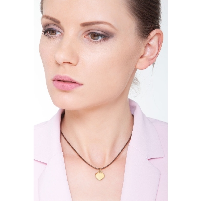 Pendentif cœur plat en or jaune 18k