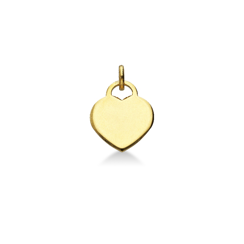 Pendentif cœur plat en or jaune 18k
