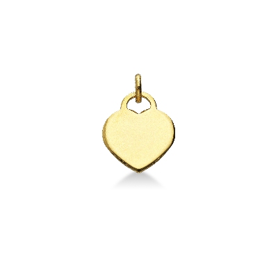 Pendentif cœur plat en or jaune 18k