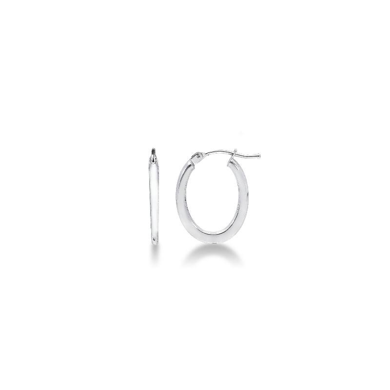 Petites Boucles d'oreilles Ovales en Or Blanc 18k