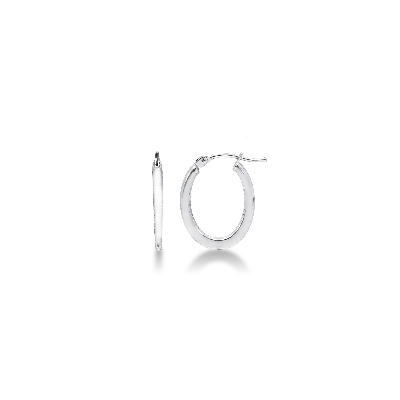 Petites Boucles d'oreilles Ovales en Or Blanc 18k