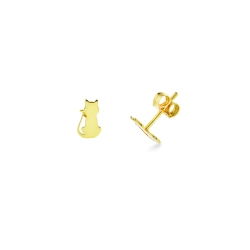Boucles d'oreilles chaton en or jaune 750