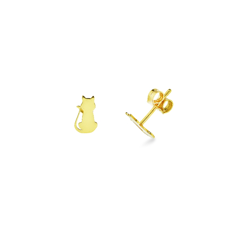 Boucles d'oreilles chaton en or jaune 750