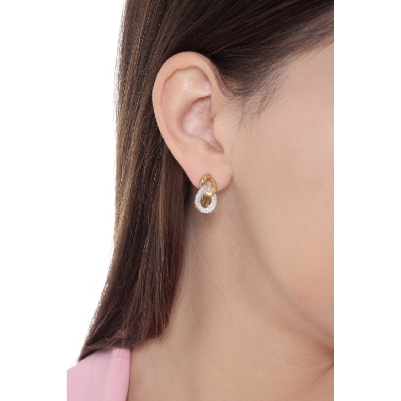 Boucles d’oreilles en or jaune et blanc 18 carats avec zircons