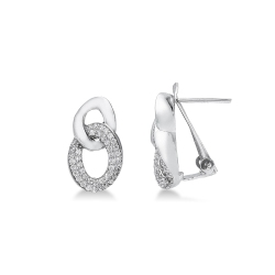 Boucles d’oreilles en or blanc 18k et zircons