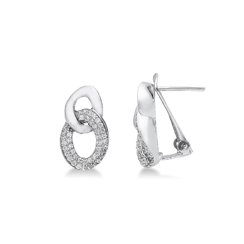 Boucles d’oreilles en or blanc 18k et zircons