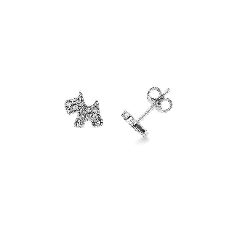 Boucles d’oreilles en or blanc 18k et zircons de chien