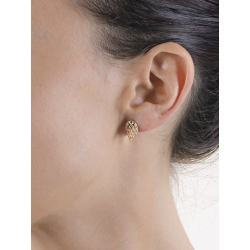 Boucles d'oreilles design filigrane ovales en or jaune et blanc 18k 2