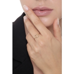 Bague en or jaune 18k avec un délicat cœur stylisé 2