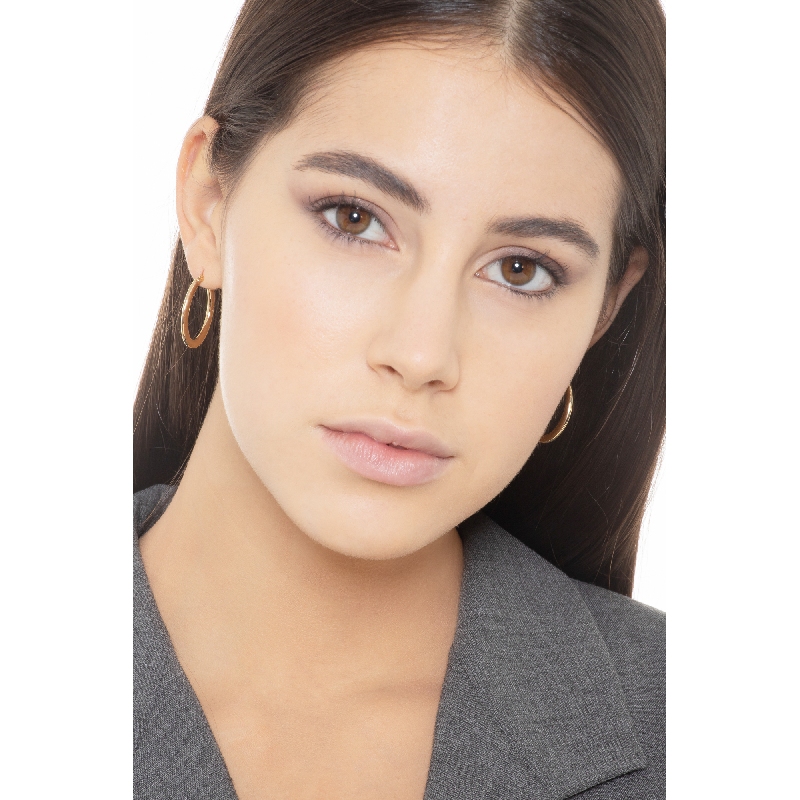 Boucles d’oreilles ovales tube creux en or jaune 18k