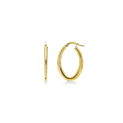 Boucles d’oreilles ovales tube creux en or jaune 18k