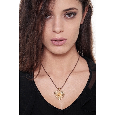 Pendentif cœur en or jaune 18k