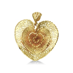 Pendentif cœur en or jaune 18k