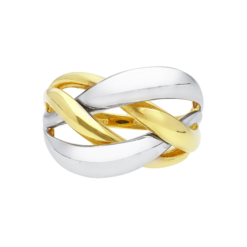 Bague entrelacée en or blanc et or jaune 18k