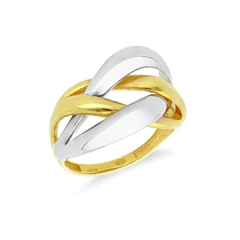 Bague entrelacée en or blanc et or jaune 18k