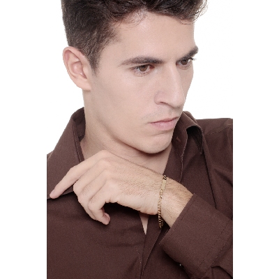 Bracelet homme en or jaune 18 carats à mailles plates