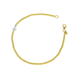 Bracelet avec perles Or Jaune 18k et ancre Or Blanc 18k