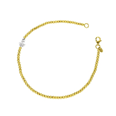 Bracelet avec perles Or Jaune 18k et ancre Or Blanc 18k