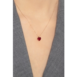 Collier en or rose 18k avec pendentif et zircon rouge 2