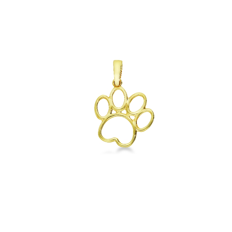 Pendentif patte de chien en or jaune 18k