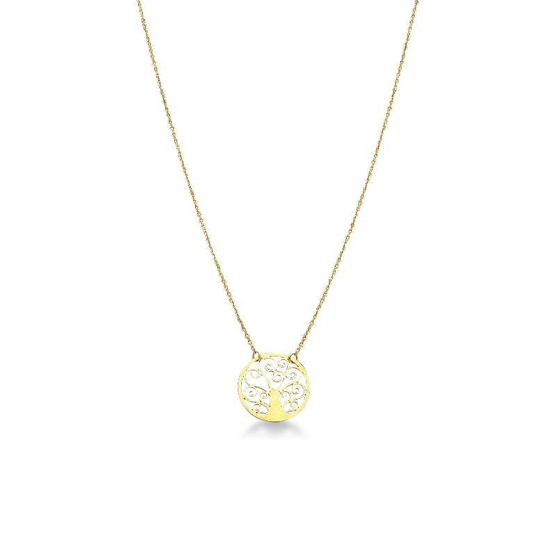 Collier avec pendentif arbre de vie en or jaune 18k
