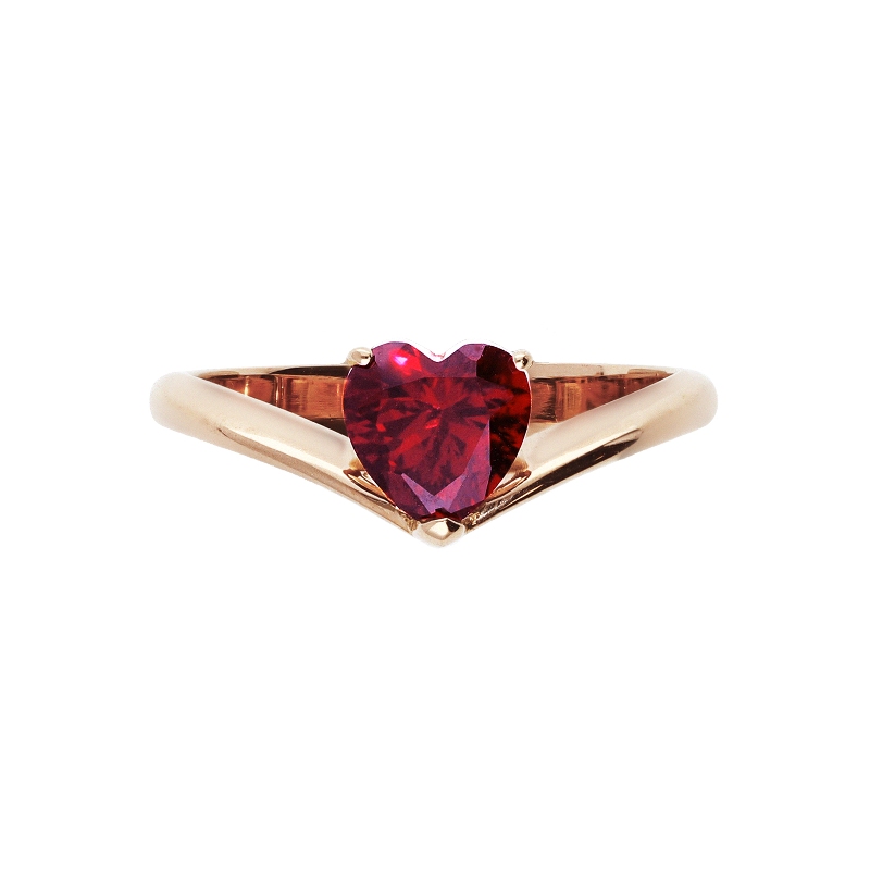 Bague en or rose 18K sertie d’un zircon rouge