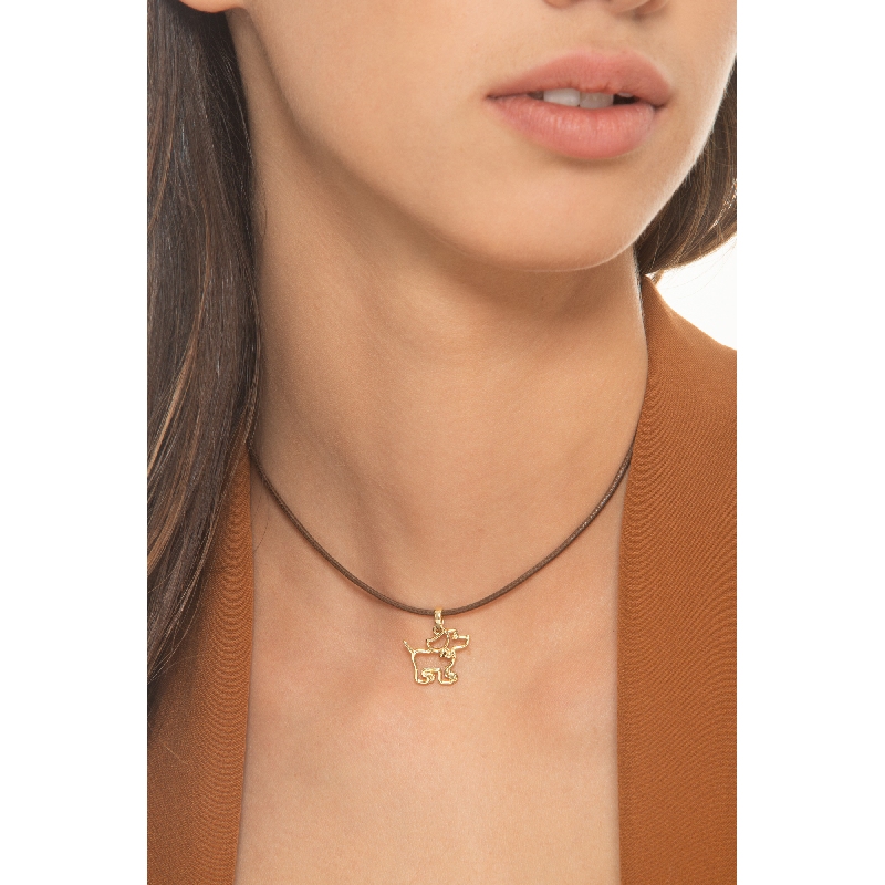 Pendentif chien stylisé en or jaune 18k