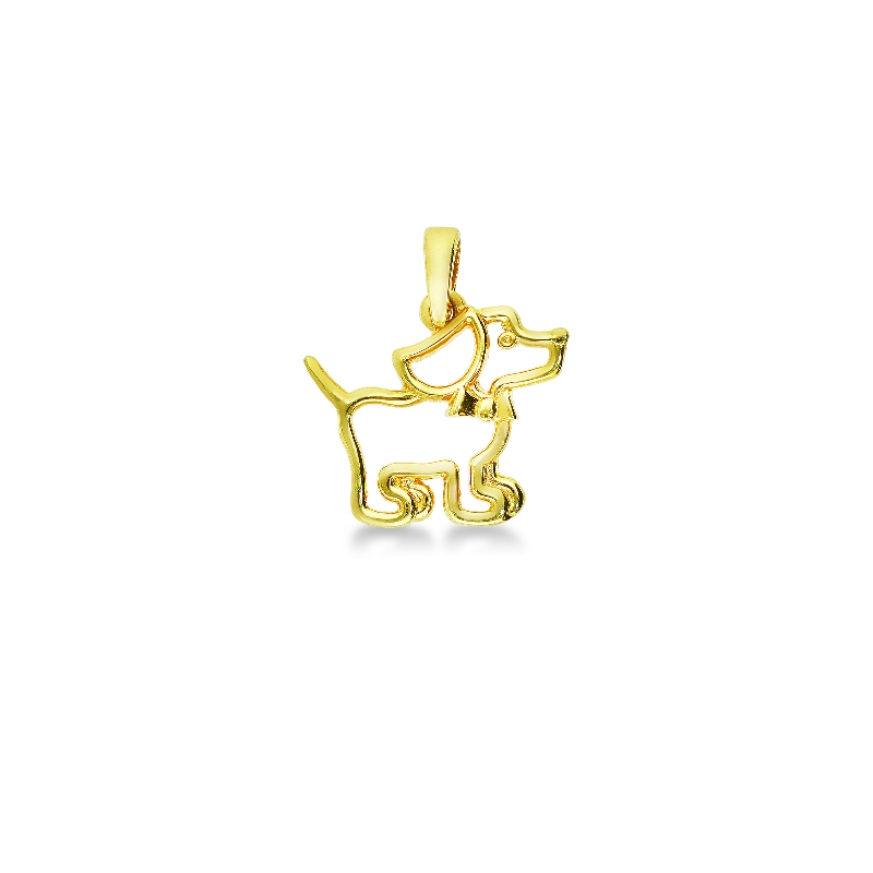 Pendentif chien stylisé en or jaune 18k