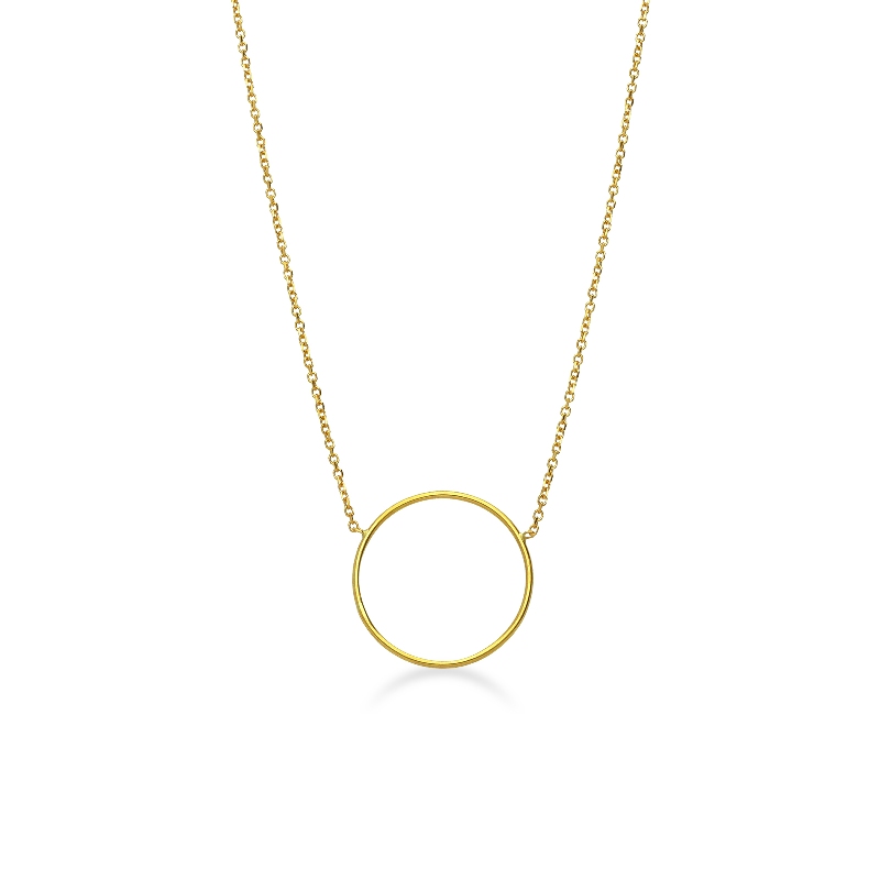 Collier en or jaune 18k avec pendentif en cercle