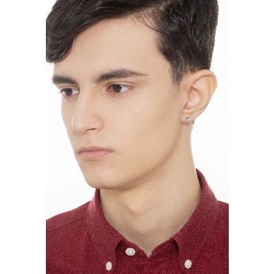 Mono boucle d'oreille en or blanc 18 carats avec zircon