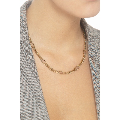 Collier en or jaune 18k avec maillons groumette alternés