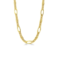 Collier en or jaune 18k avec maillons groumette alternés