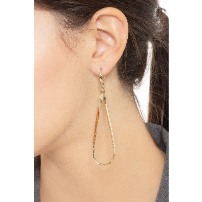 Boucles d’oreilles ovales ondulées or jaune 18k