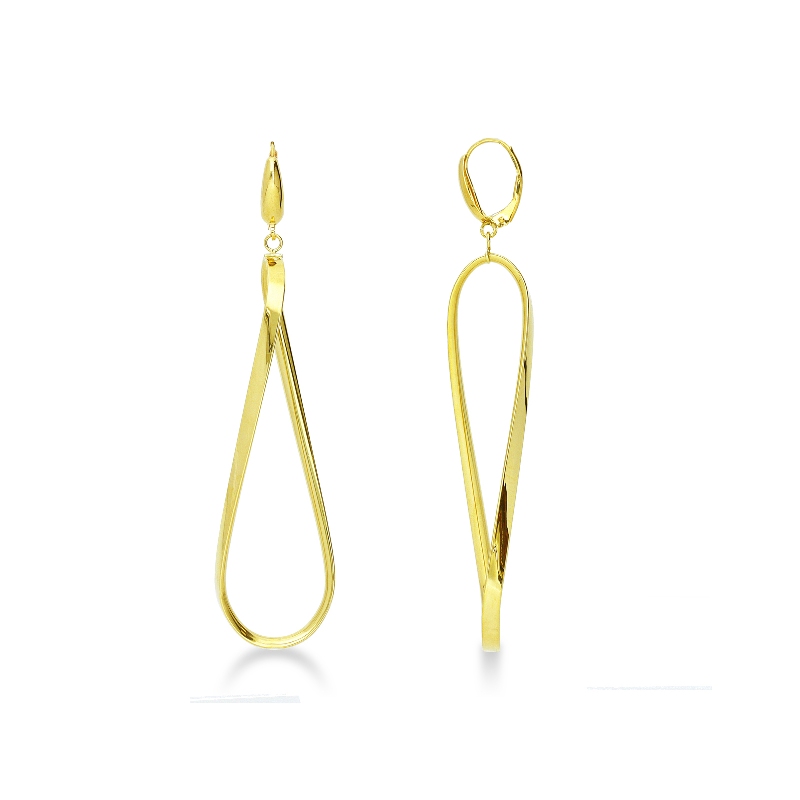 Boucles d’oreilles ovales ondulées or jaune 18k