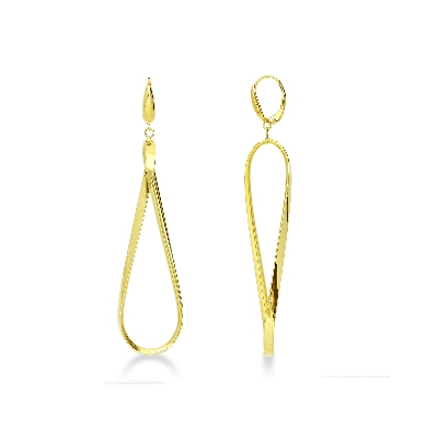 Boucles d’oreilles ovales ondulées or jaune 18k