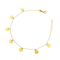 Bracelet en or jaune 18k orné de sept charms ronds