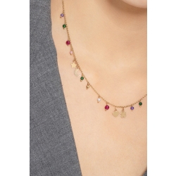 Collier en or jaune 18k avec charms et perles colorées 2