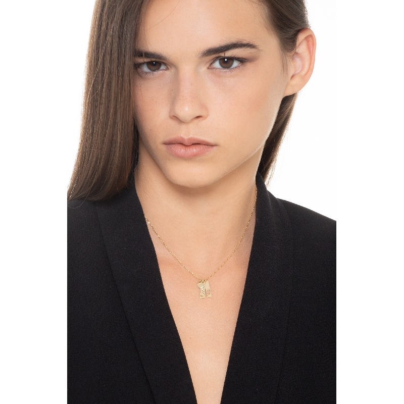 Collier en or jaune 18k avec trois breloques