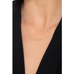 Collier en or jaune 18k avec cœur et fréquence cardiaque, longueur 41 cm 2