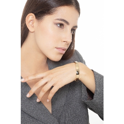 Bracelet rigide en or jaune 18 carats avec des zircons colorés