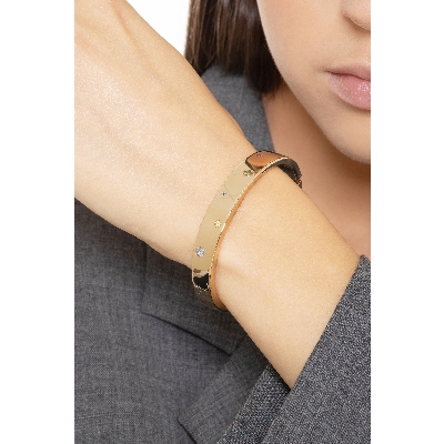 Bracelet rigide en or jaune 18 carats avec des zircons colorés