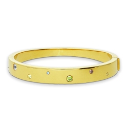 Bracelet rigide en or jaune 18 carats avec des zircons colorés