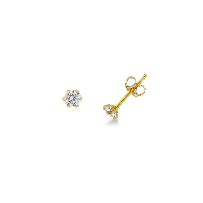 Boucles d’oreilles à griffes en or jaune 18k avec zircons