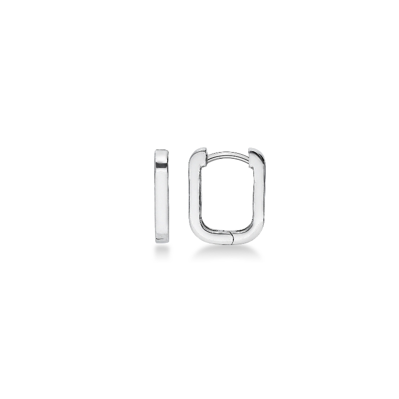 Boucles d’oreilles femme rectangulaires en or blanc 750