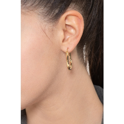Boucles d’oreilles en or jaune 18k de forme ovale carrée