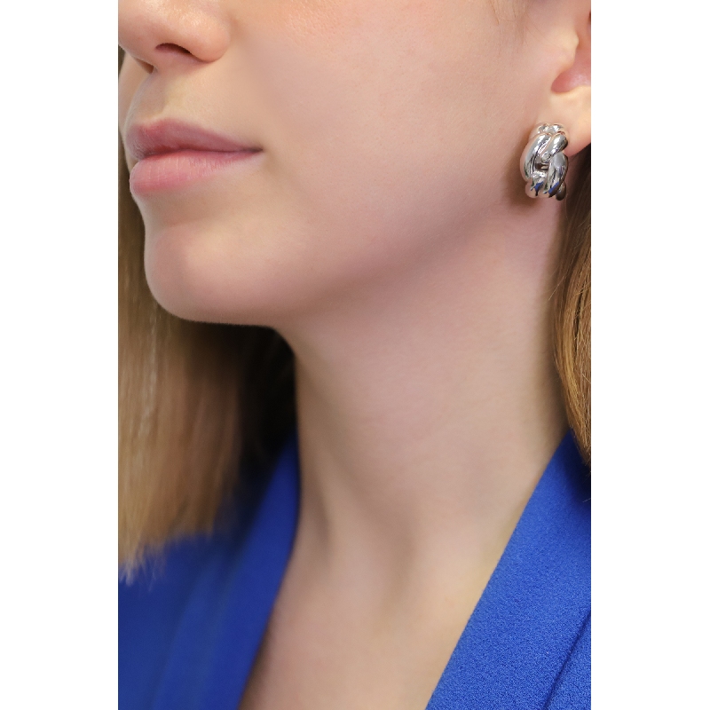 Boucles d’oreilles créoles gourmette en or blanc 18k