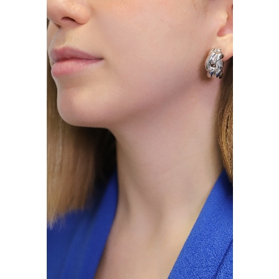 Boucles d’oreilles créoles gourmette en or blanc 18k