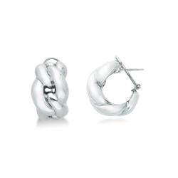 Boucles d’oreilles créoles gourmette en or blanc 18k
