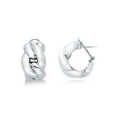 Boucles d’oreilles créoles gourmette en or blanc 18k