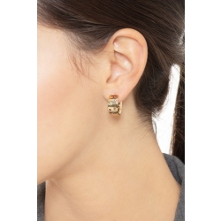 Créoles bombées en or jaune 18 carats avec des zircons colorés 2